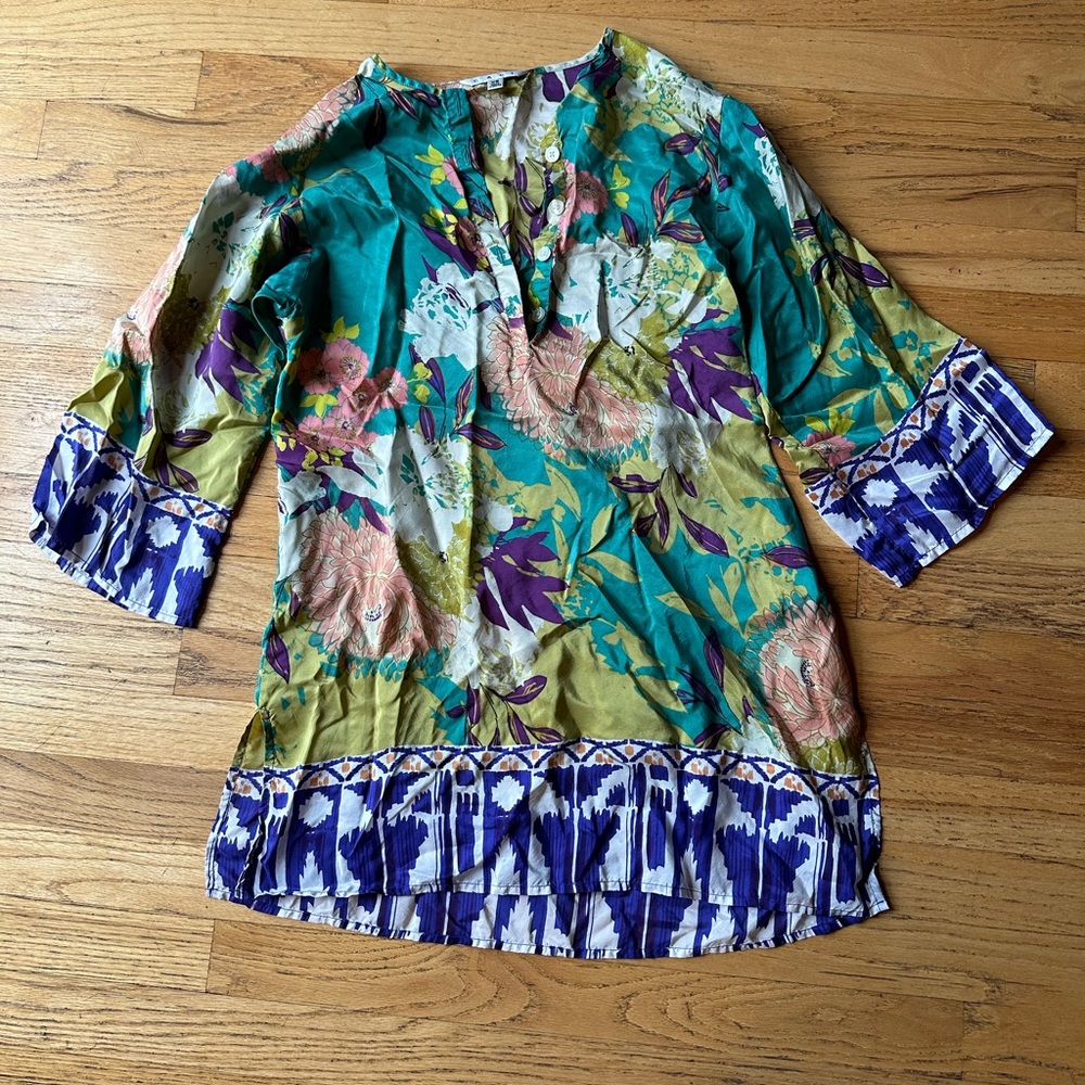 CABi silk poetry tunic coverup floral boho